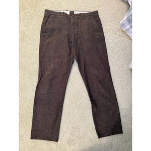 J Crew Mens 33x32 Distressed 770 Straight Leg Stretch Chino Pants Olive Green